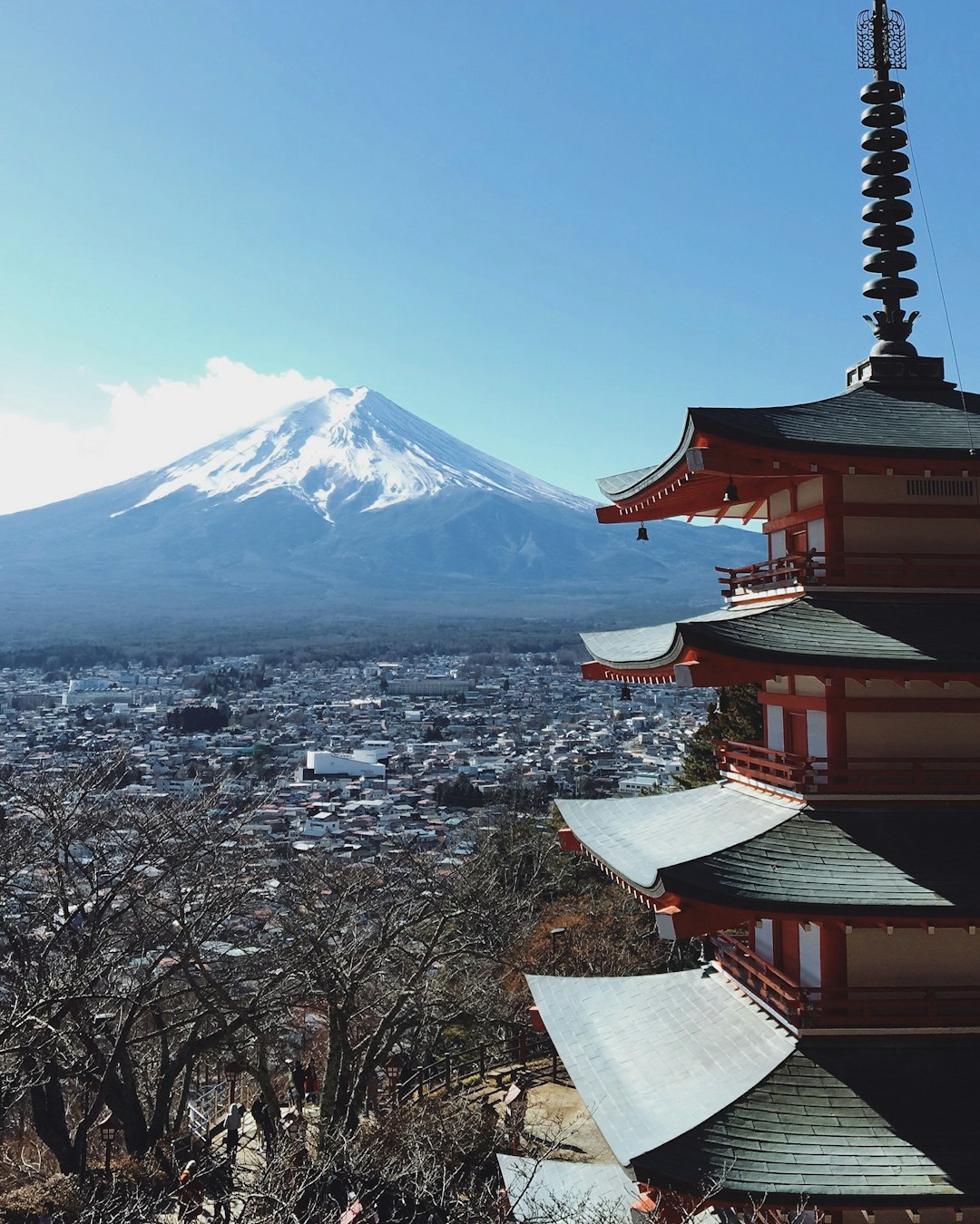 忠霊塔越しに見る富士山の絶景