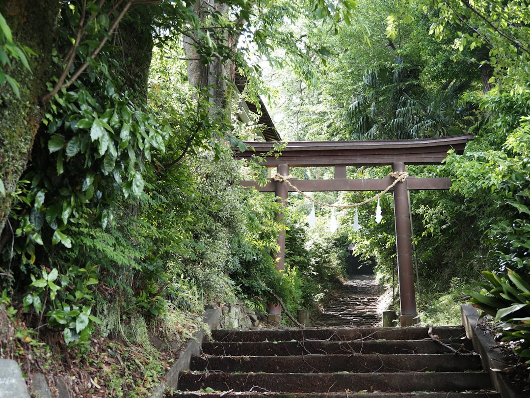 石段の先に広がる富士見平の東屋