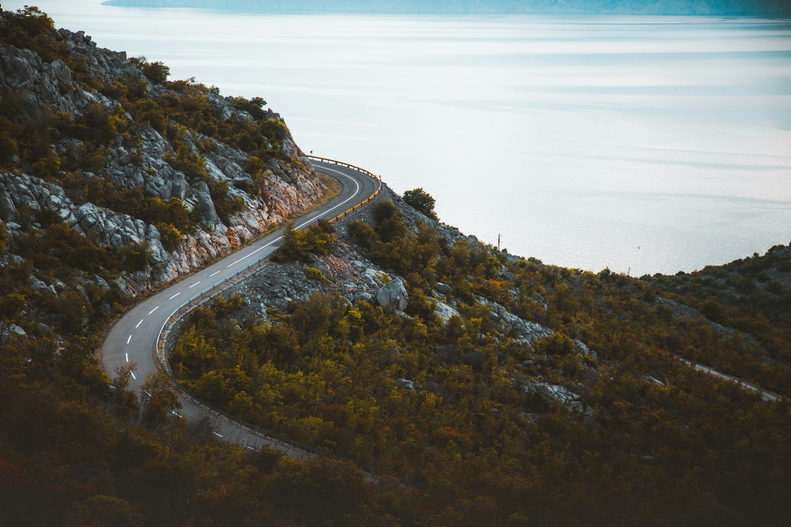 海沿いを走る道路の眺め