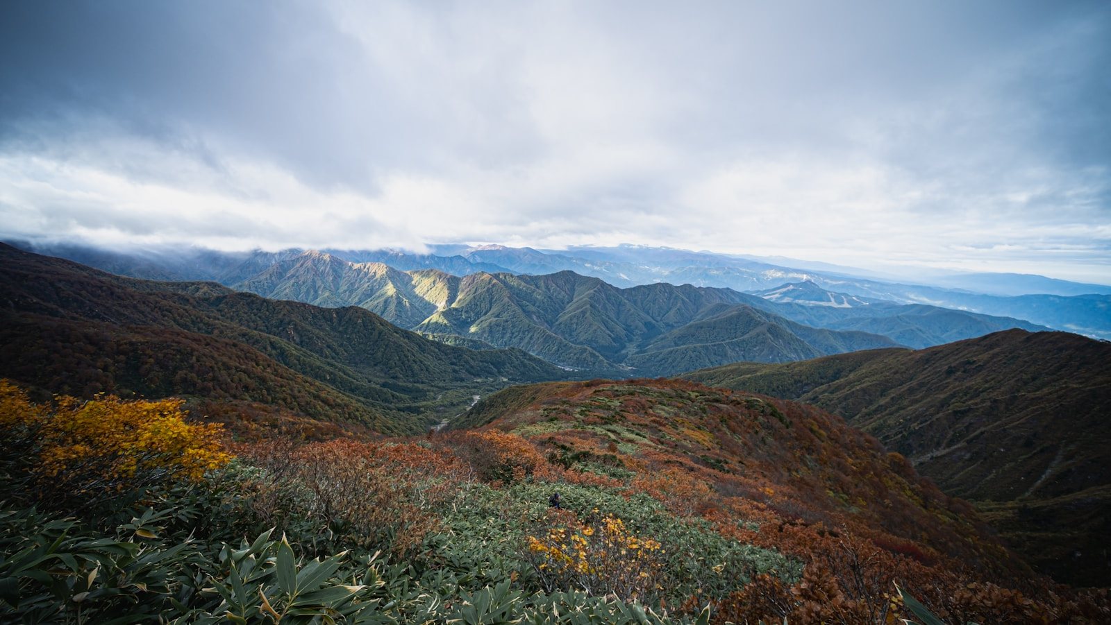 千畳敷カールの紅葉シーズンに色づく山肌のイメージ