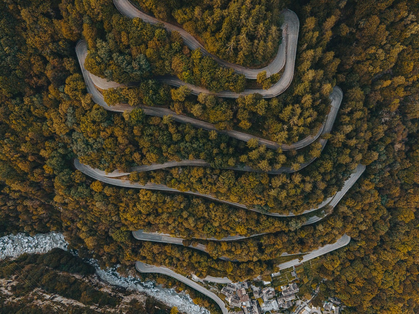 山あいを抜ける道路